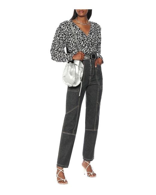 Isabel Marant Black Floral Wrap Blouse