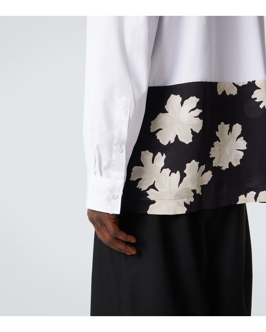 Dries Van Noten White Paneled Cotton Poplin Shirt for men