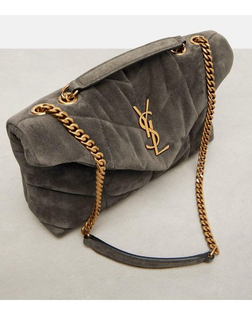 Saint Laurent White Puffer Toy Suede Shoulder Bag