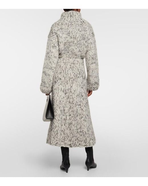 Joseph White Wool-Blend Midi Skirt