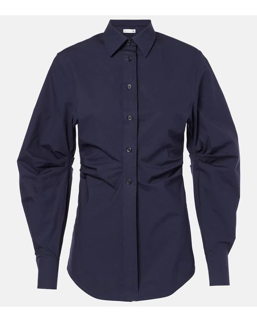 Camisa Fruncida De Mezcla De Algodon Victoria Beckham de color Blue