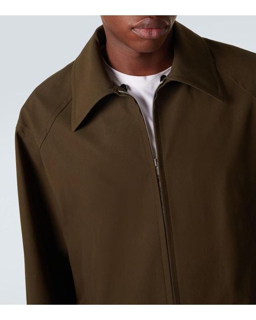 Bottega Veneta Blouson Aus Baumwoll-Twill Mit Leder in Green für Herren
