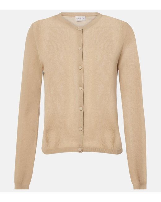 Cardigan De Mezcla De Algodon Con Logo Moncler de color Natural