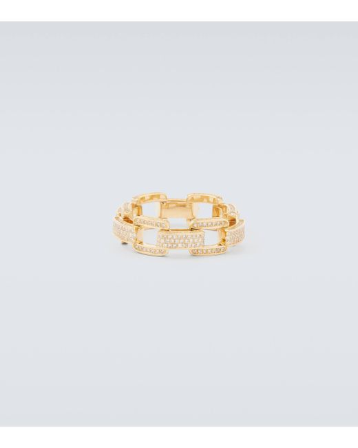 SHAY Metallic Deco Link 18kt Gold Ring With Diamonds for men