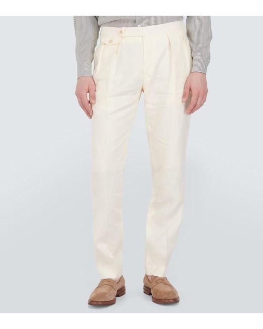 Pantaloni regular in lino di Polo Ralph Lauren in Natural da Uomo