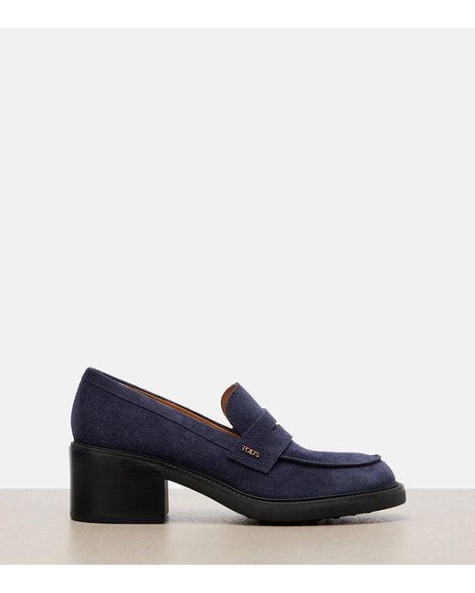 Tod's Blue Suede Loafer Pumps