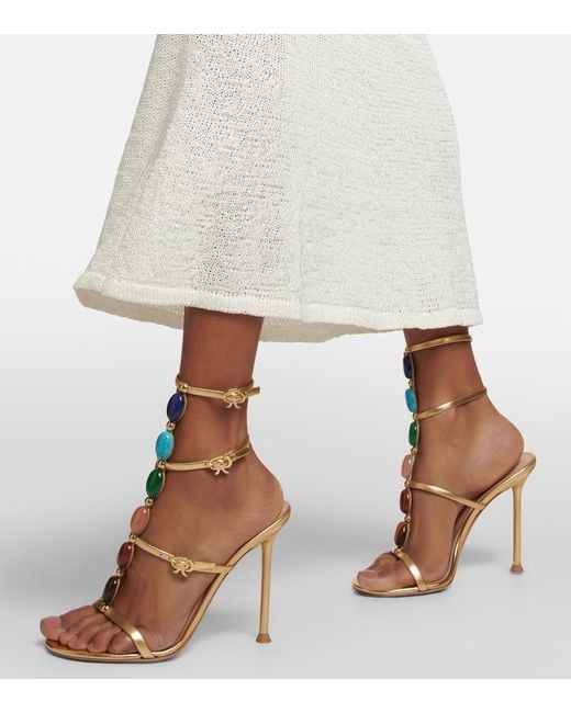 Gianvito Rossi Metallic Shanti Embellished Leather Sandals
