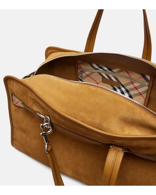 Burberry Brown Weekender B Clip Holdall Aus Veloursleder