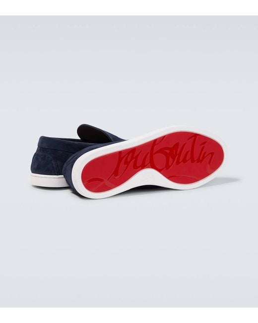 Christian Louboutin Slip-Ons Varsiboat Aus Veloursleder in Blue für Herren