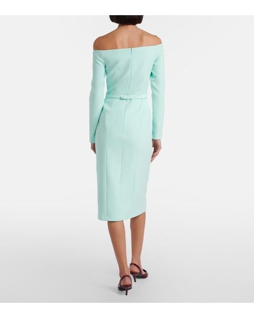 Safiyaa Blue Jay Floral-Applique Crepe Midi Dress