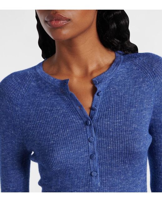 Gabriela Hearst Blue Anges Cashmere, Silk, And Hemp Henley Shirt