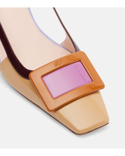 Roger Vivier Pink Belle Vivier 45 Leather Slingback Pumps