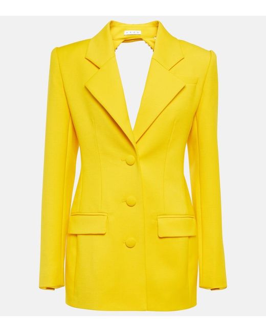 Area Yellow Embellished Wool Blazer Minidress