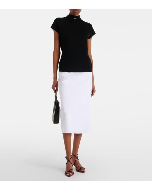 Vince White Easy Linen-Blend Midi Skirt