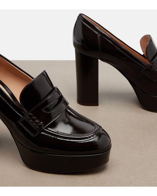 Gianvito Rossi Black Patent Leather Loafer Pumps