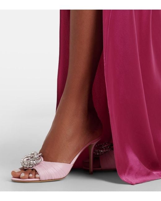 Mach & Mach Pink Galaxy 85 Embellished Satin Mules