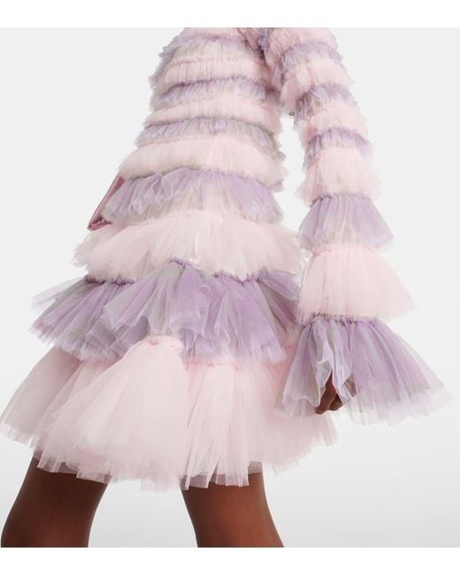 Vestido Corto De Tul Fruncido SUSAN FANG de color Pink