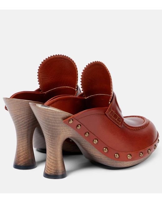 Burberry Red 75 Leather Mules