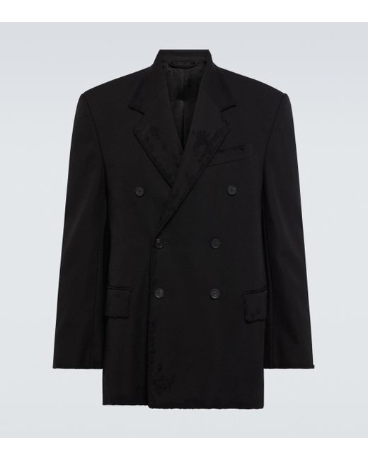 Balenciaga Doppelreihiger Blazer aus Wolle in Black für Herren