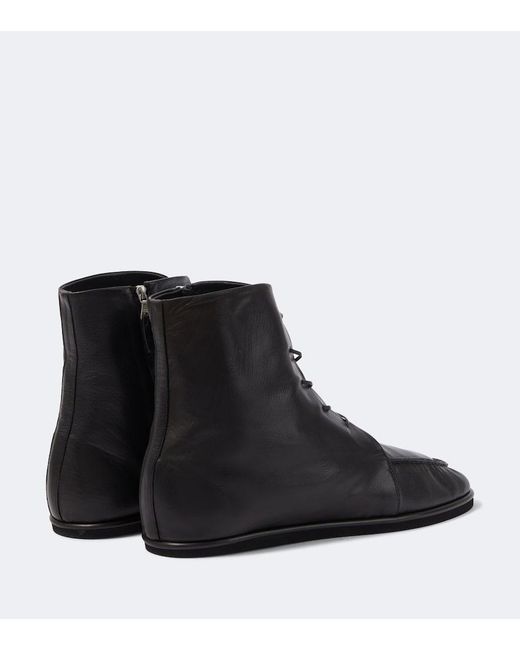 Auralee Black Leather Derby Boots for men