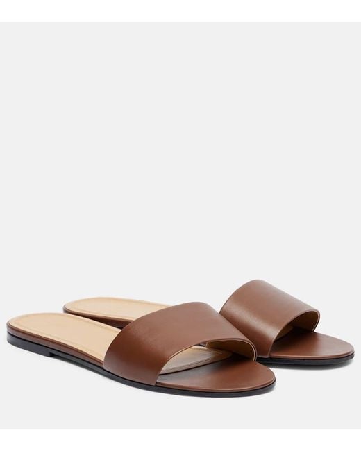 The Row Brown Signum Leather Slides