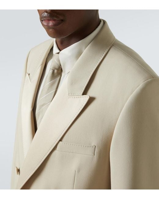 Saint Laurent Natural Wool Tuxedo Blazer With Satin Lapel for men