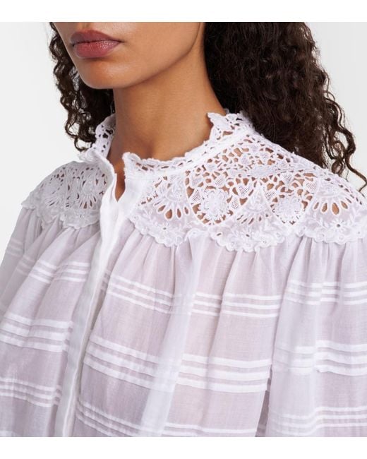 Isabel Marant White Polly Lace And Cotton Blouse