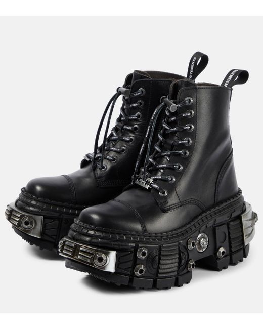Vetements Black Destroyer Leather Combat Boots