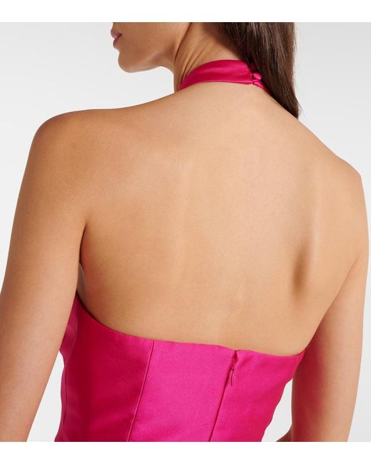 Roland Mouret Pink Halterneck Taffeta Midi Dress