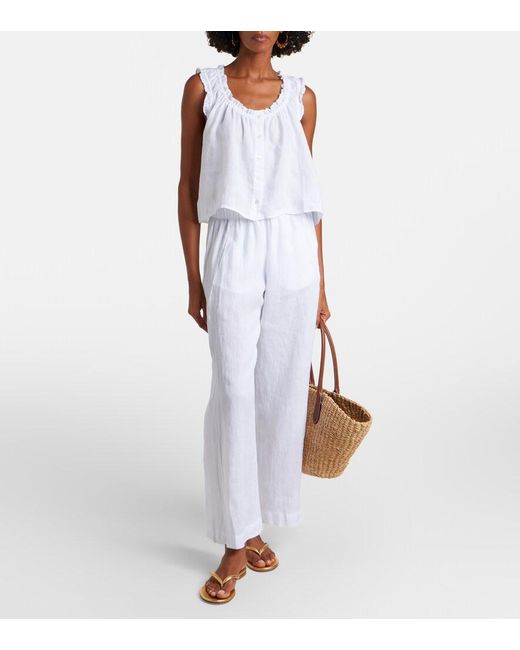 Velvet White Stephanie Linen Wide-Leg Pants