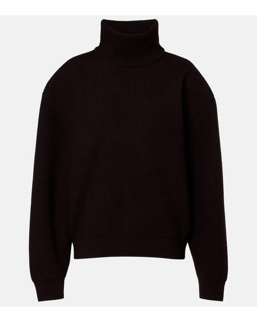 Pull A Col Roule En Laine Saint Laurent en coloris Black