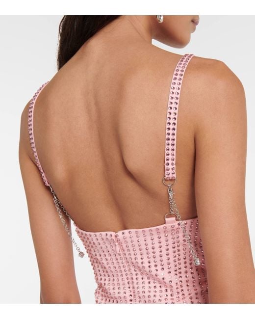 Area Pink Hotfix Crystal-embellished Bustier Minidress