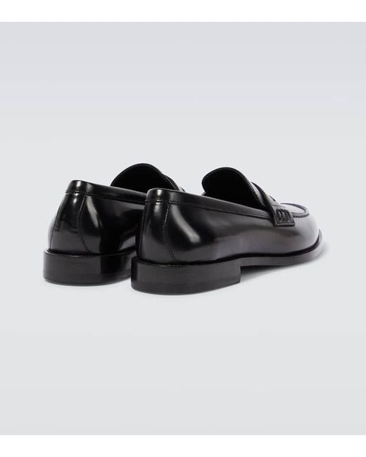 Manolo Blahnik Black Perry Leather Penny Loafers for men