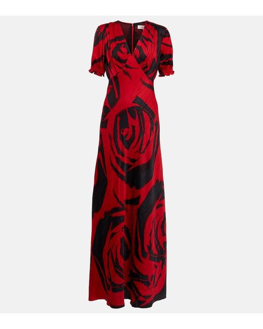 Diane von Furstenberg Red Walker Floral Maxi Dress