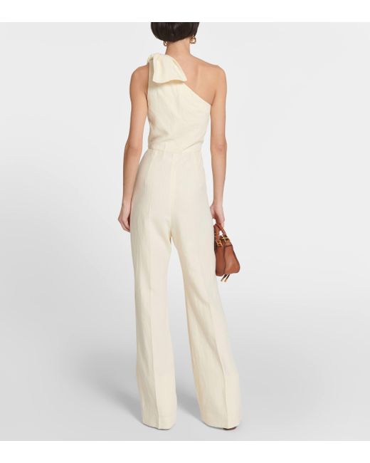 Chloé White One-shoulder Linen Jumpsuit