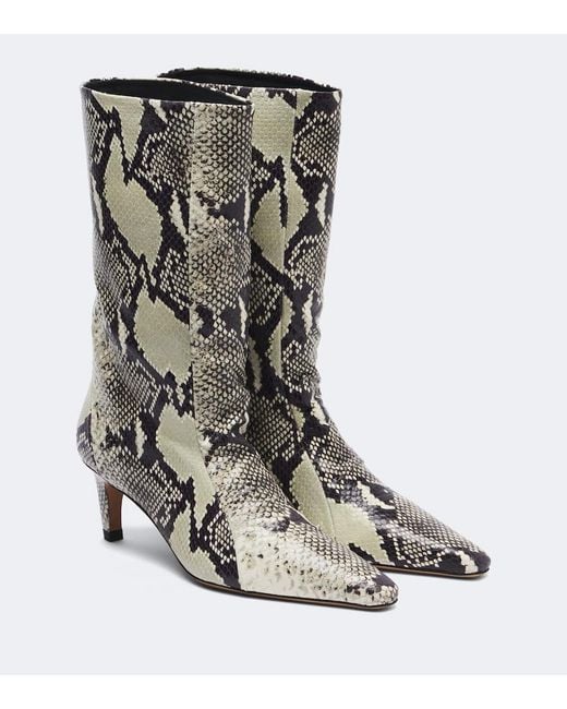 Jude Black Cave Snake-Effect Leather Ankle Boots