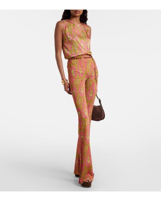 Etro Pink Semi-Sheer Jacquard Blouse