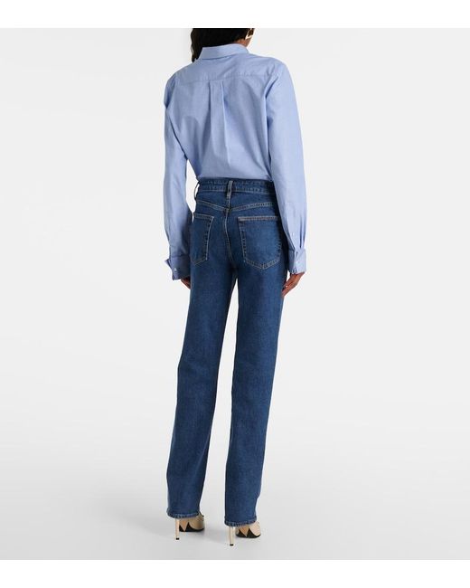 FRAME Blue The Ruler High-Rise Straight Jeans