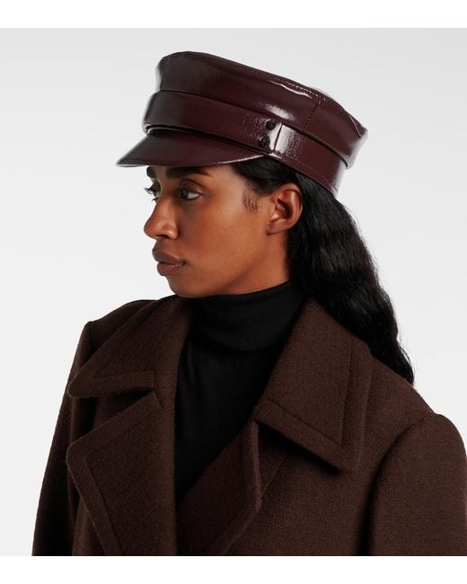 Ruslan Baginskiy Purple Faux Leather Newsboy Cap