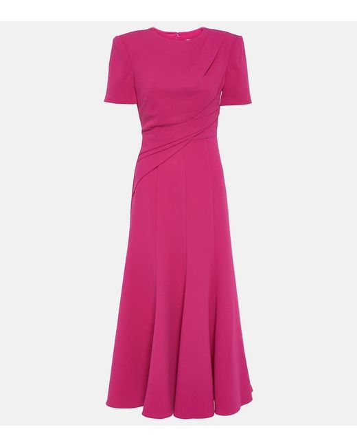 Roland Mouret Pink Draped Cady Midi Dress