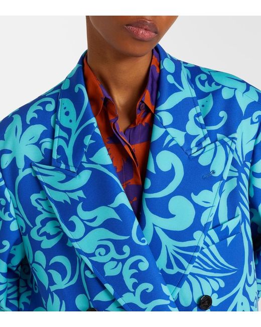 Dries Van Noten Blue Rosea Printed Coat
