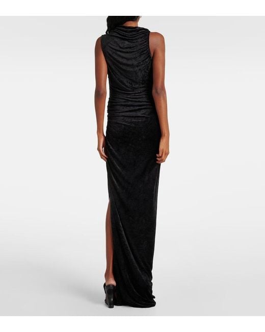 Rick Owens Black Lilies Svita Ruched Velvet Jersey Gown