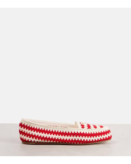 Prada Red Ballerinas Aus Haekelstrick