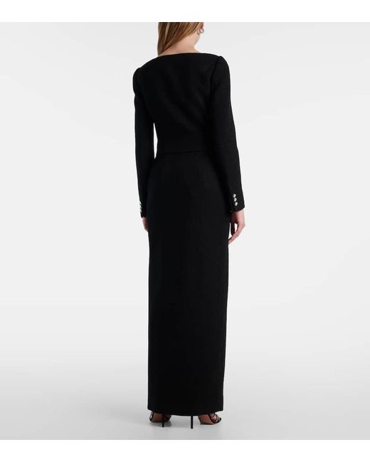 Alessandra Rich Black Wool-Blend Twill Boucle Jacket