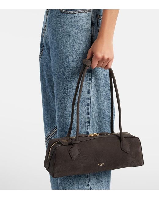 Alaïa Black Le Teckel Medium Suede Shoulder Bag