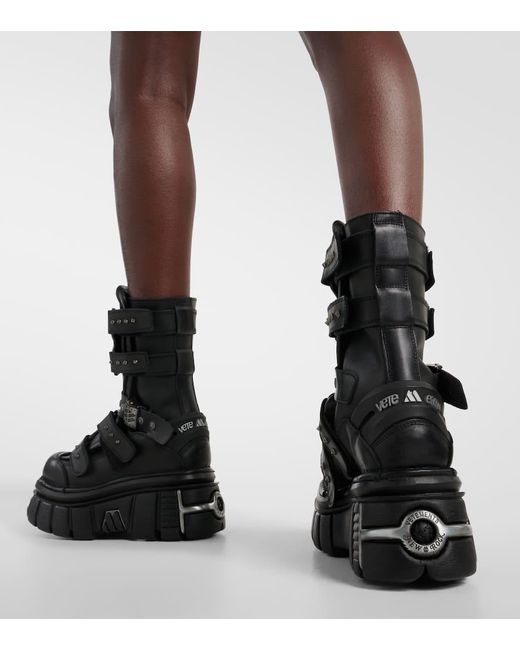 Vetements Black Gamer Leather Platform Ankle Boots