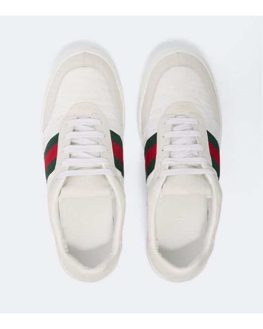 Gucci White Screener Leather-Trimmed Sneakers for men