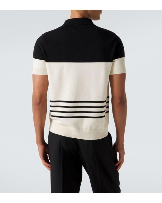 Valentino Black Vlogo Striped Cotton Polo Sweater for men