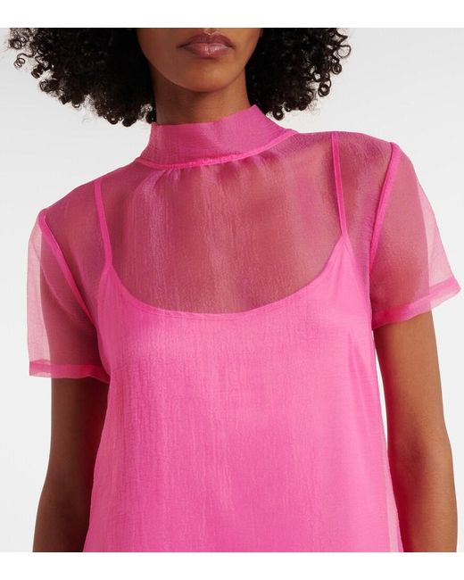 Staud Pink Tiered Tulle Gown