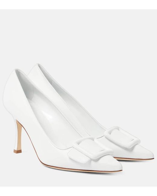 Escarpins Maysale 70 En Daim Manolo Blahnik en coloris White
